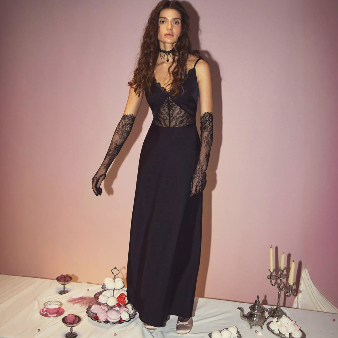 Damen Abendkleid mit transparentem Spitzenoberteil und elegantem Schnitt Drune