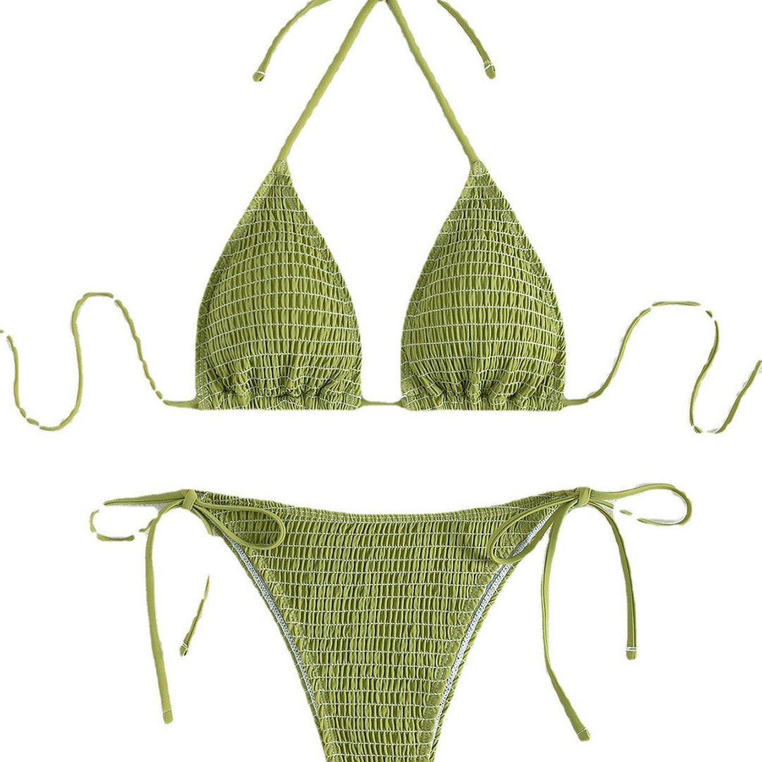 Damen Triangel-Bikini mit raffinierten Knüpfdetails und strukturierter Oberfläche Drune