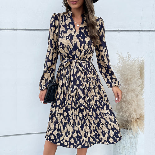Damen Midi-Kleid mit tailliertem Schnitt und modischem Bindegürtel Drune