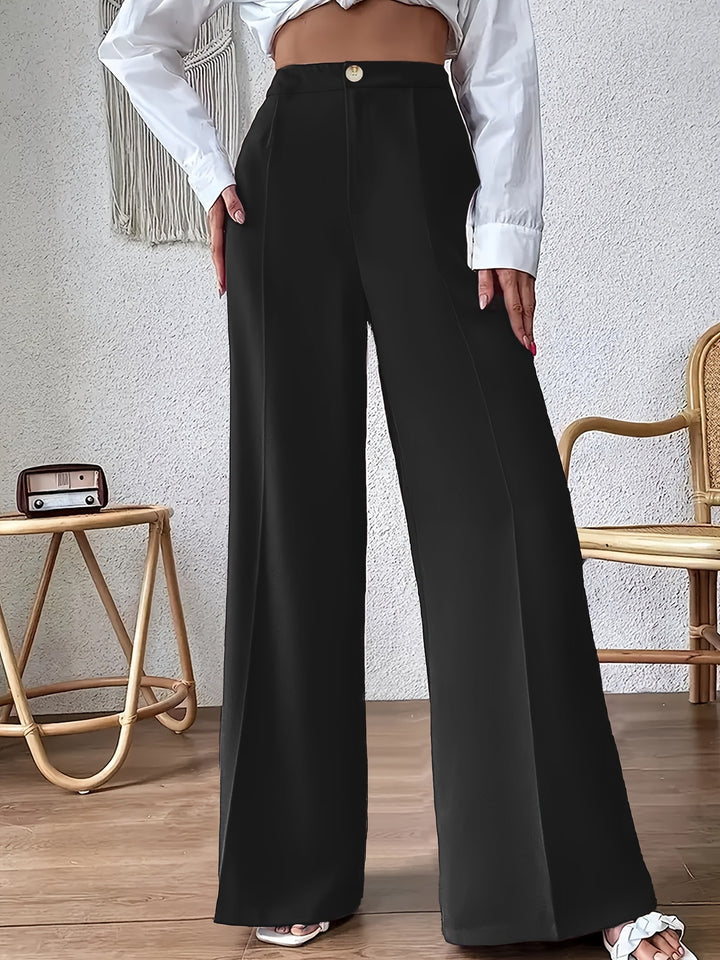 Damen Hoch geschnittene Palazzo-Hosen mit schmalem Bund und dezenten Knopfdetail Drune
