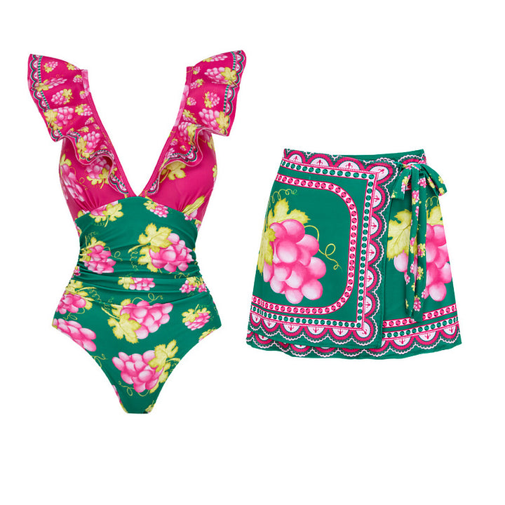 Damen Stylish Elegantes Badeanzug- und Rockset Drune