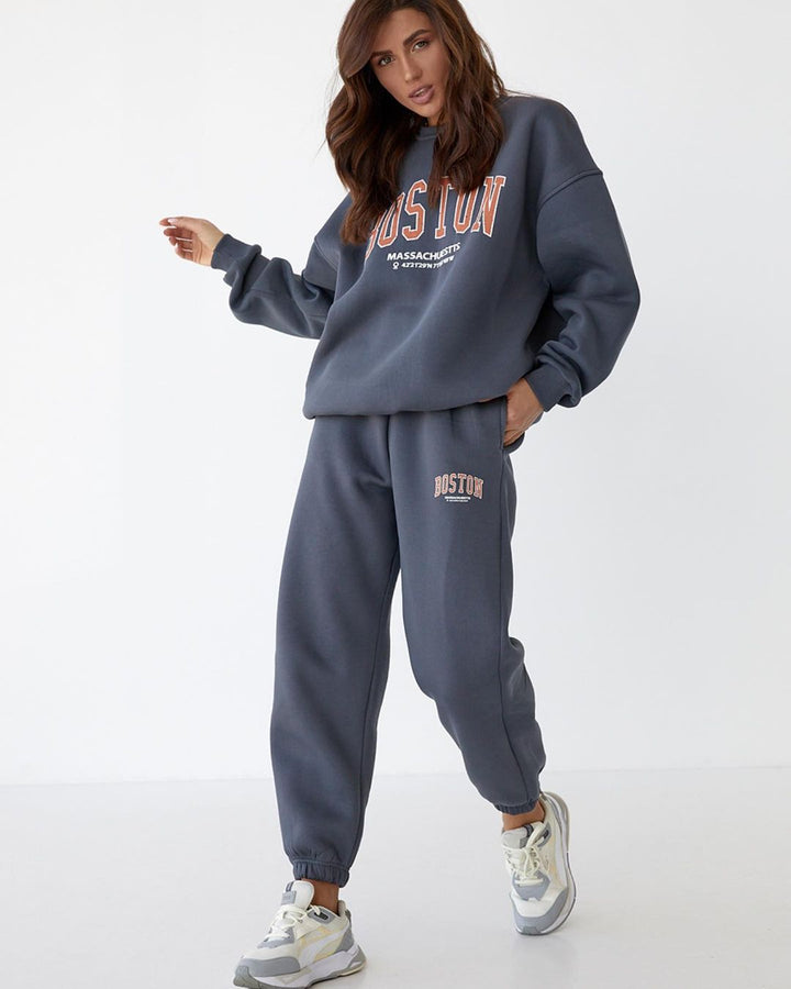 Damen lässiger Sweatshirt und Jogginghosen Set Drune