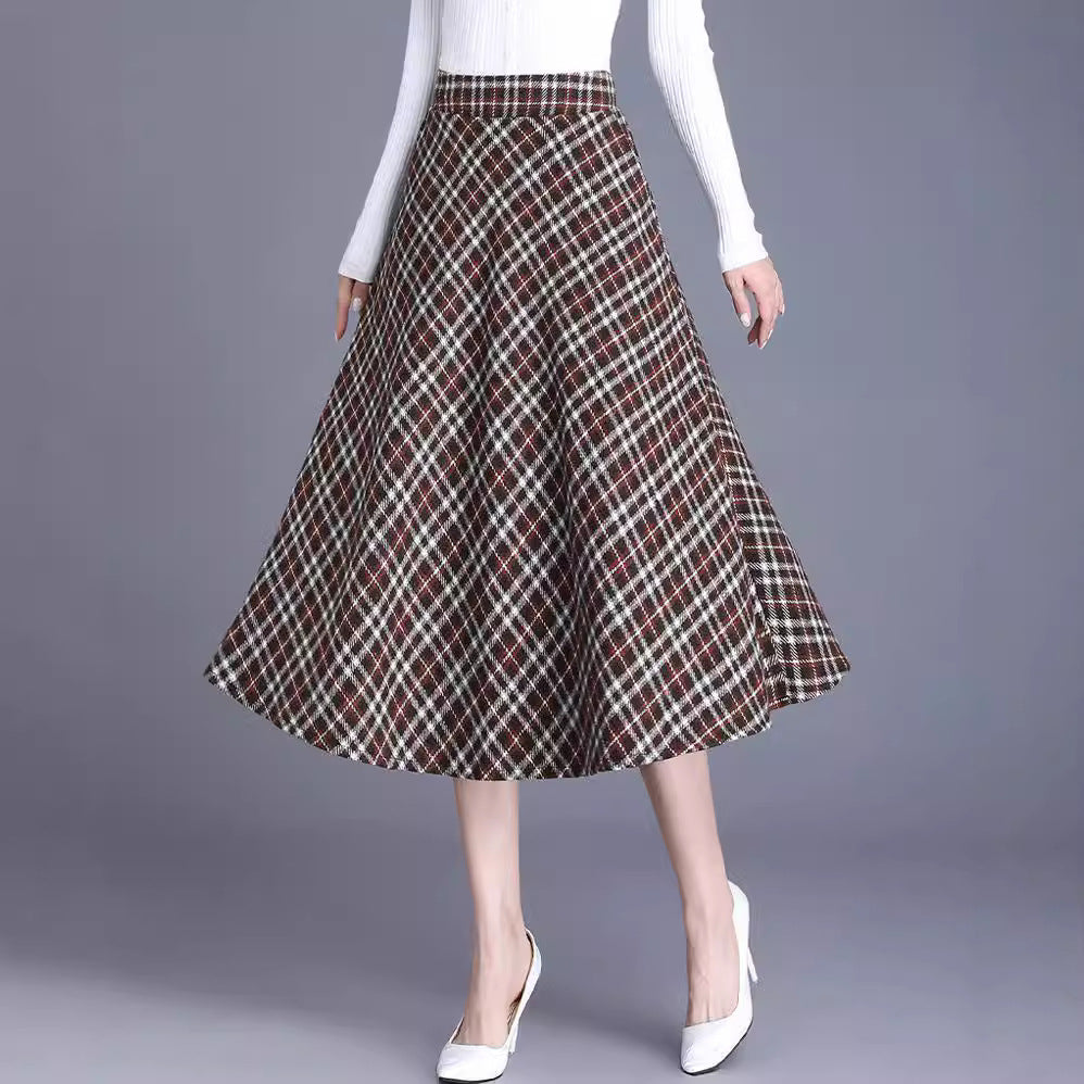 Damen Midirock im eleganten Karo-Design mit schwingendem Schnitt Drune