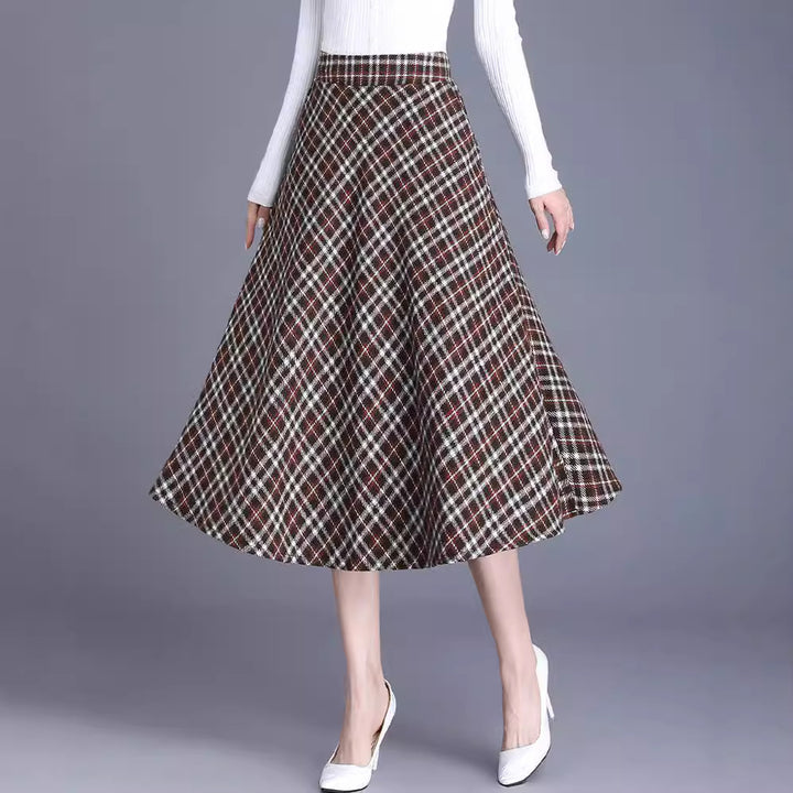 Damen Midirock im eleganten Karo-Design mit schwingendem Schnitt Drune