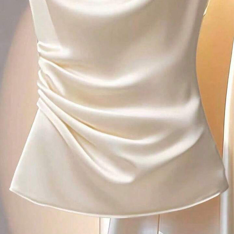 Damen Satin Oberteil mit charakteristischem Wasserfallausschnitt Drune
