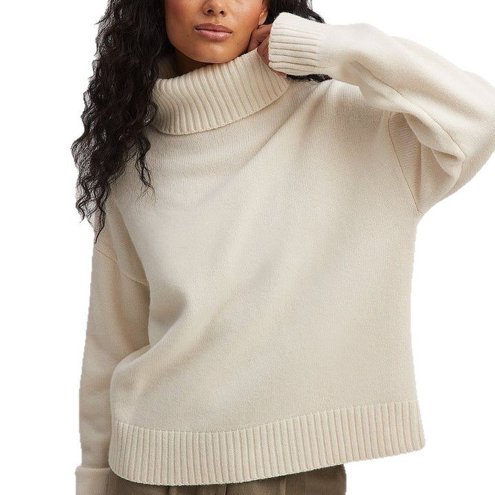 Damen lässiger Rollkragenpullover aus feinem Strickmaterial Drune