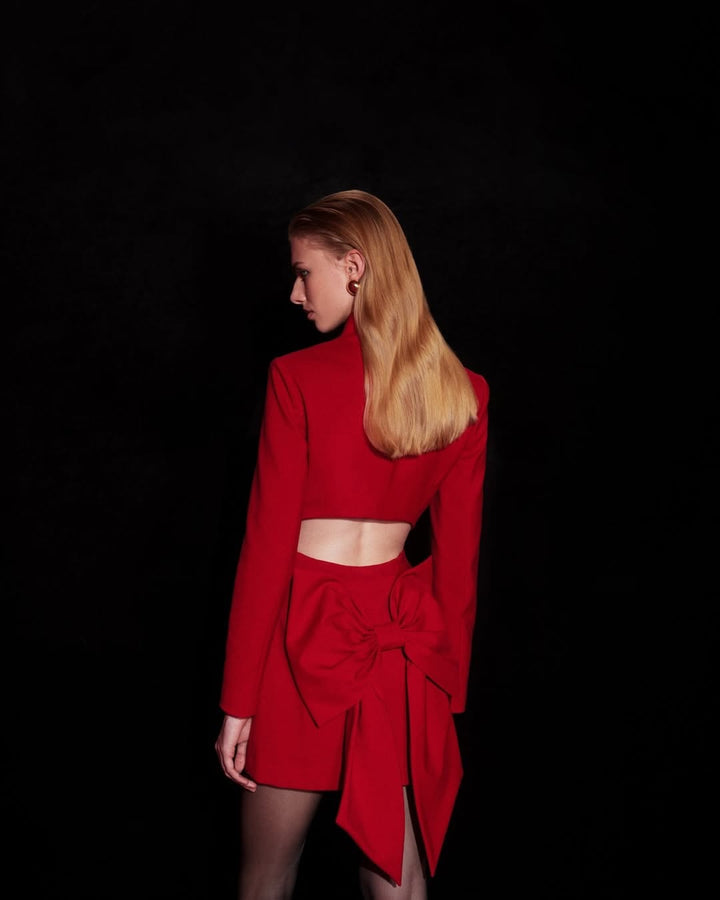 Damen Chicer Minirock mit Rückenansicht und großem Schleifendetail Drune