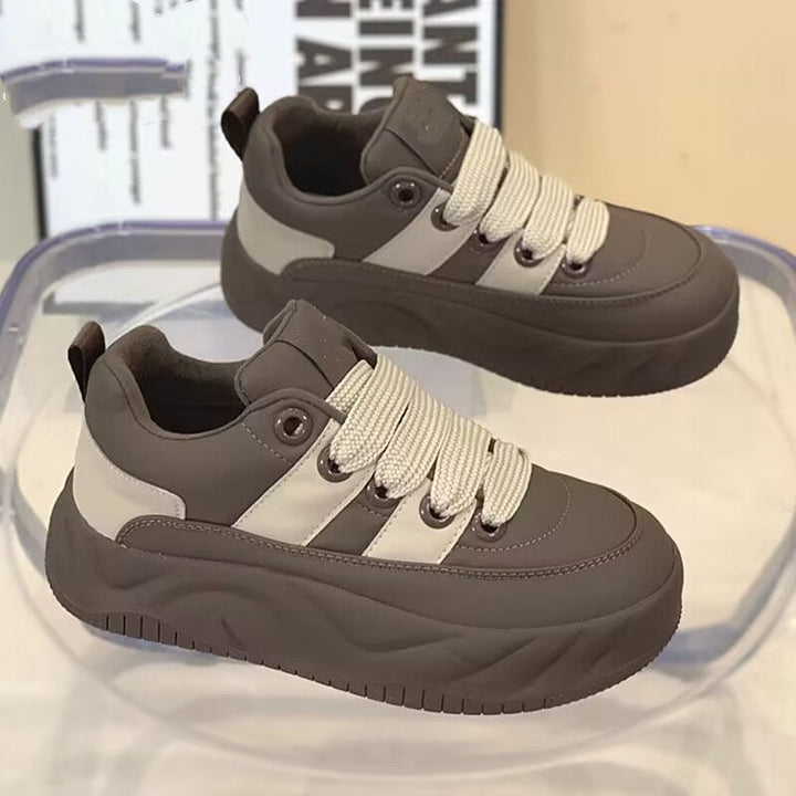 Damen Plattform Sneakers mit dickem Gummi-Style und farblich abgesetzten Details Drune