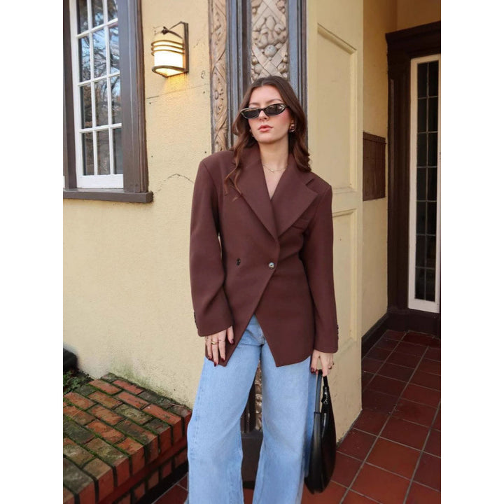Damen Eleganter Oversize-Blazer mit doppelt gefüttertem Design Drune