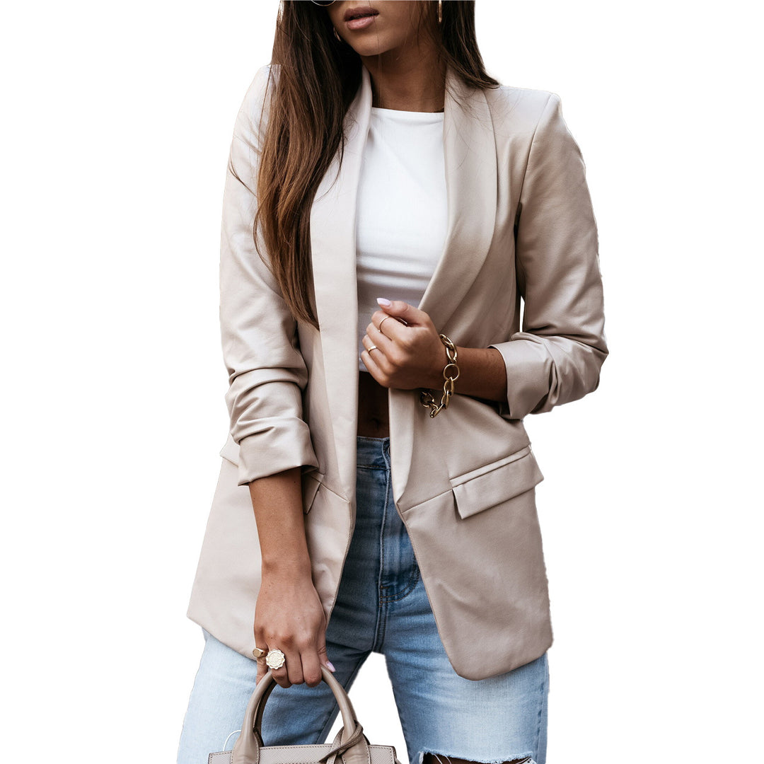 Damen Kunstleder Blazerjacke mit modernem Schnitt und schickem Revers Drune