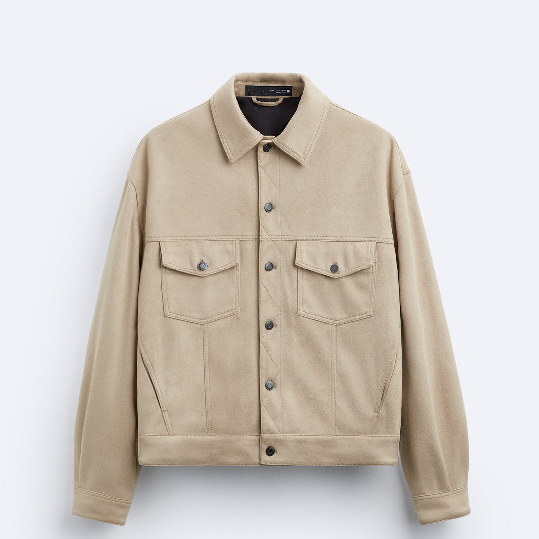 Herren lässige Wildlederjacke mit praktischen Brusttaschen und modernem Schnitt Drune