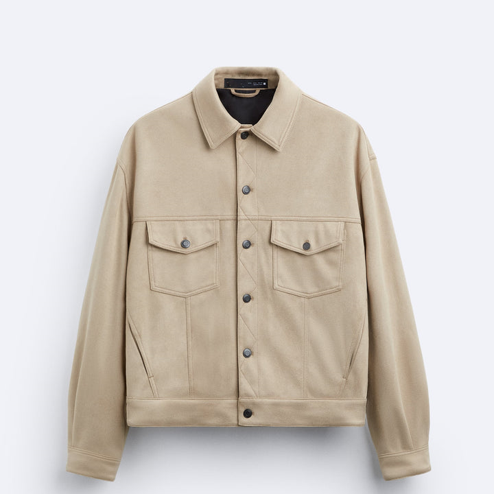 Herren lässige Wildlederjacke mit praktischen Brusttaschen und modernem Schnitt Drune