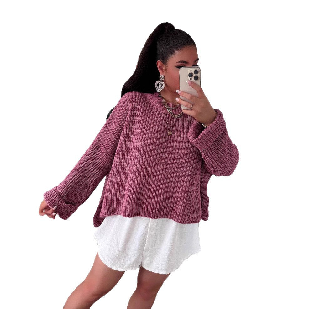 Damen oversized Strickpullover mit strukturiertem Lochdesign und lässigem Schnitt Drune