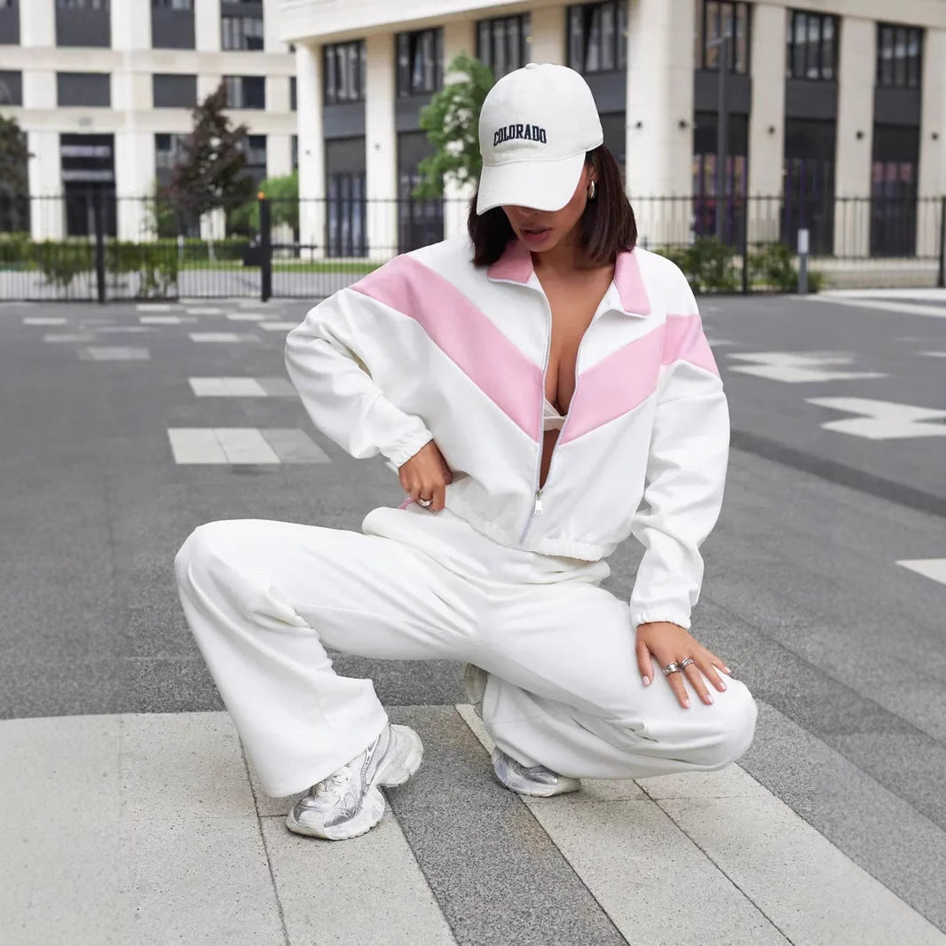 Damen sportlicher Fleece-Loungewear-Anzug mit Reißverschluss Drune
