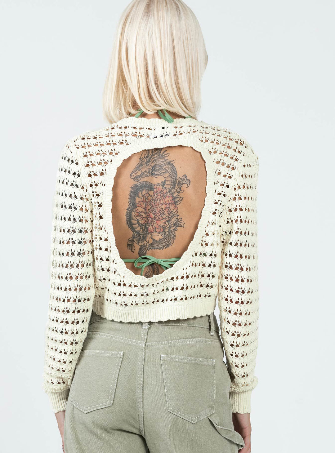 Damen gehäkeltes Crop-Top mit modischer Lochstruktur Drune