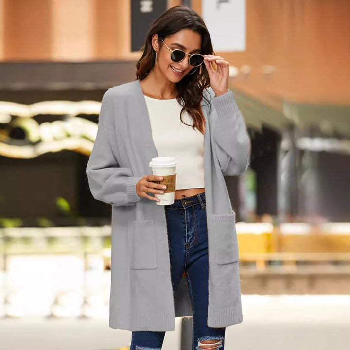 Damen gemütlicher Strickcardigan mit tiefen Taschen und weichem Material Drune