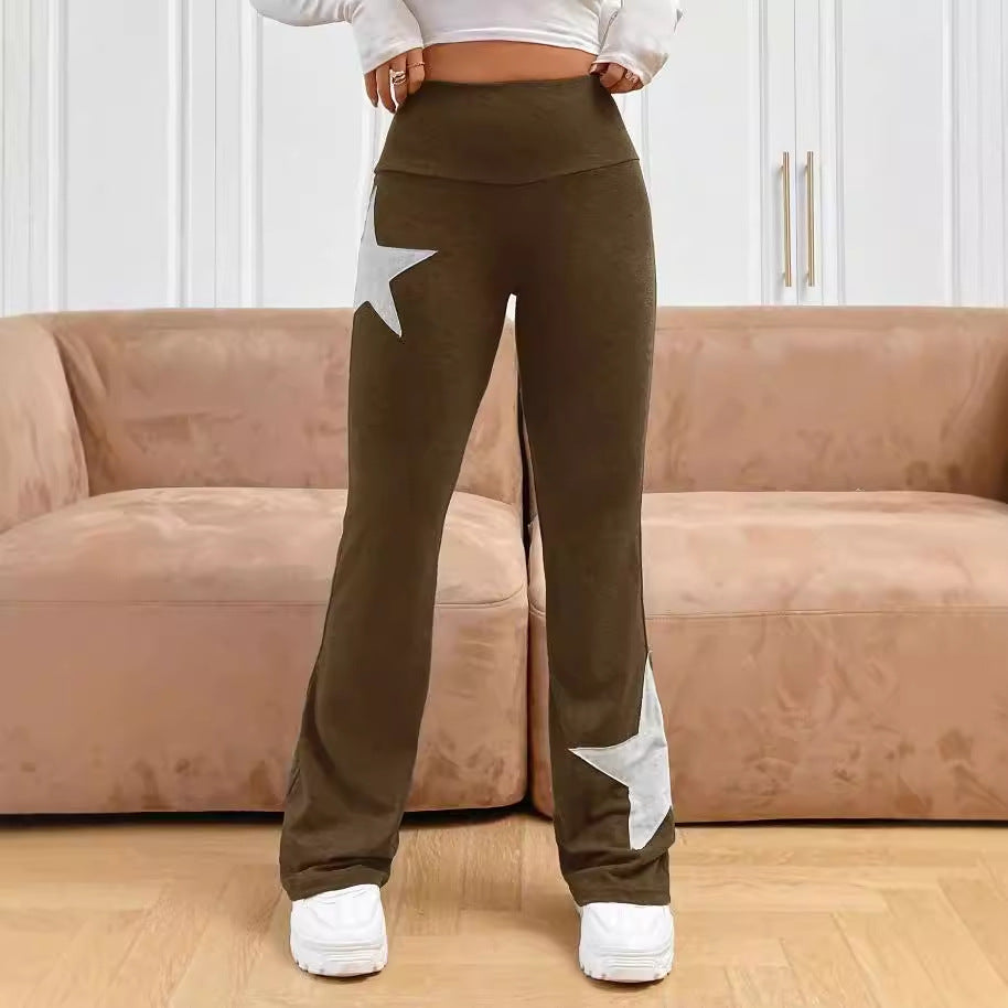 Damen legere Bootcut-Leggings mit Sternen-Motiv Drune