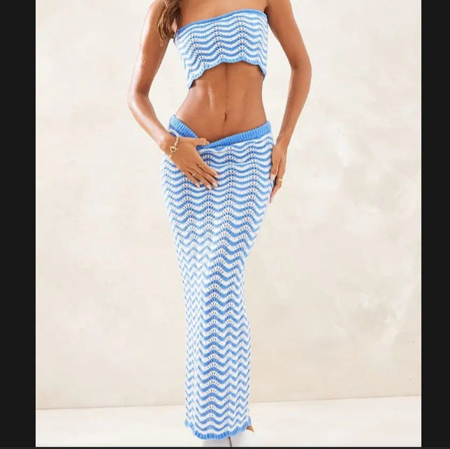 Damen Bandeau-Kleid mit schickem Häkel-Design Drune