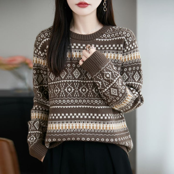 Damen Gemusterter Strickpullover Drune