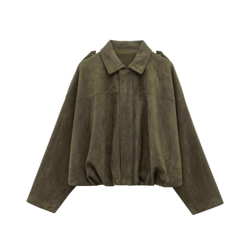 Damen lässige Blousonjacke mit weichem Material und modernen Details Drune