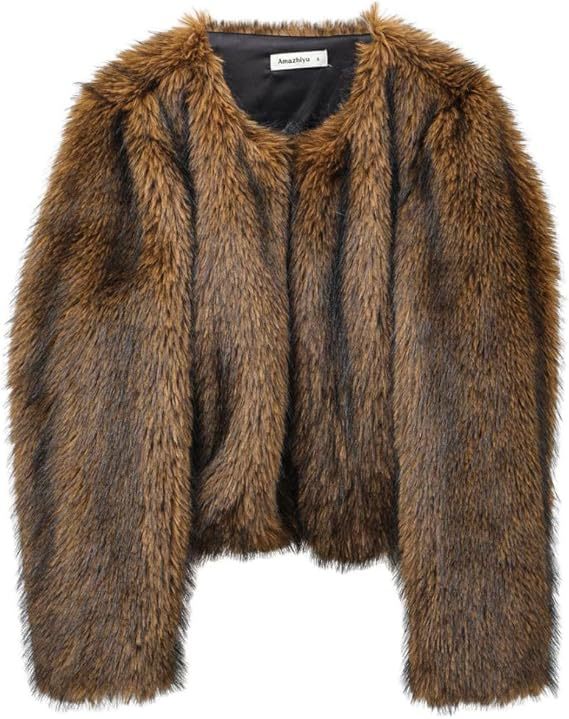 Damen Plush-Cropped-Jacke mit elegantem Fellbesatz Drune