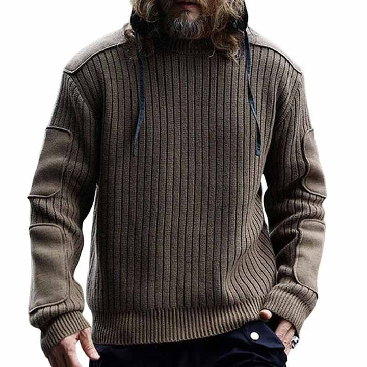 Herren Strickpullover mit Struktur und Kapuze Drune
