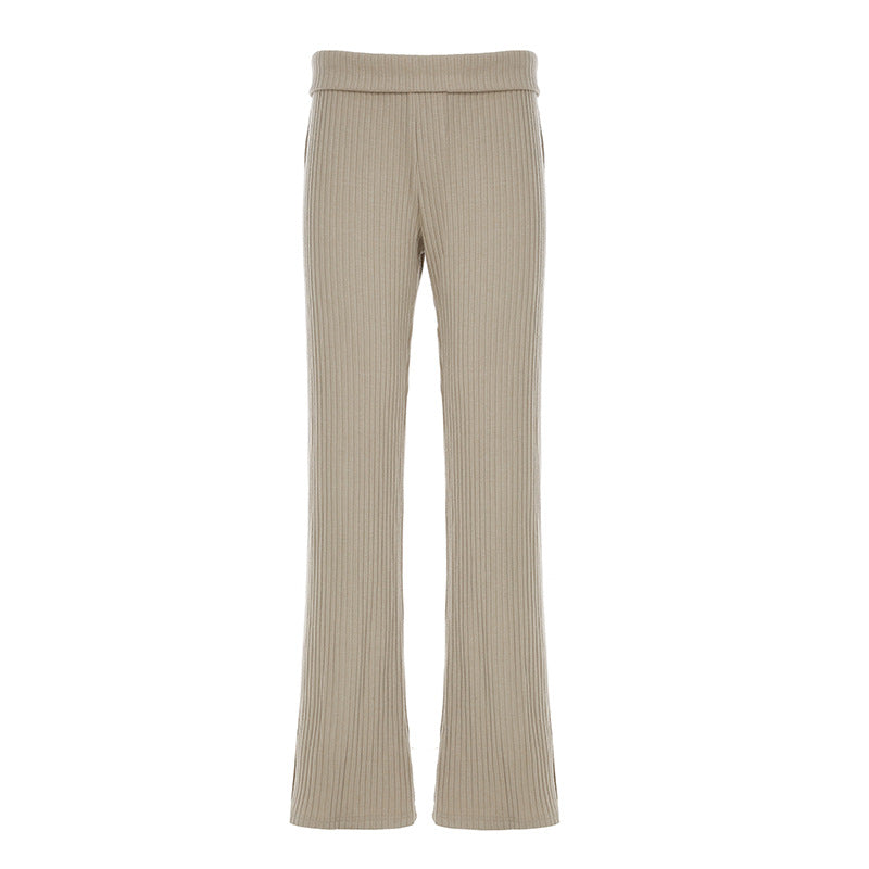 Damen elegante Flared-Leggings aus elastischem Strickmaterial Drune