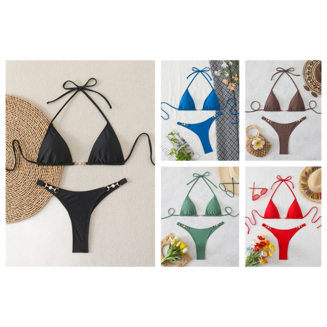Damen Triangel-Bikini mit eleganten Verzierungen Drune