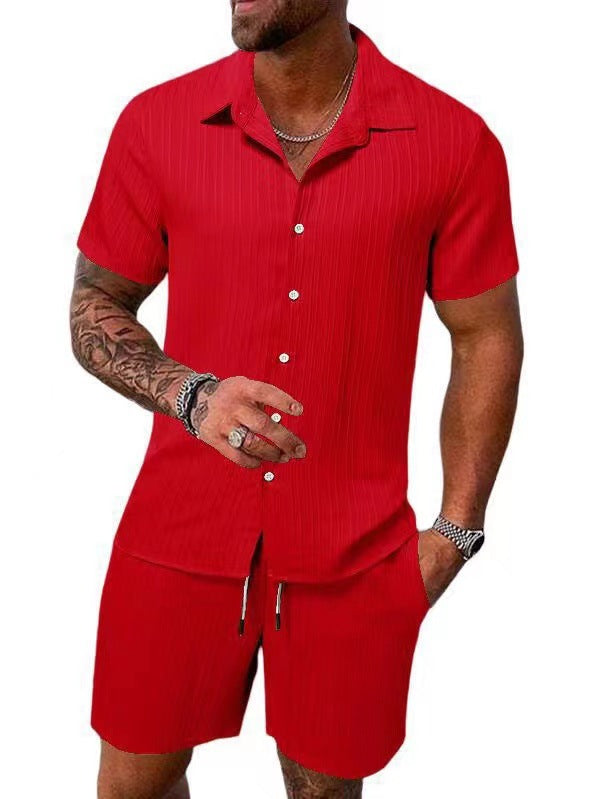 Herren atmungsaktives Sport-Set mit Kurzarm-Hemd und Shorts Drune