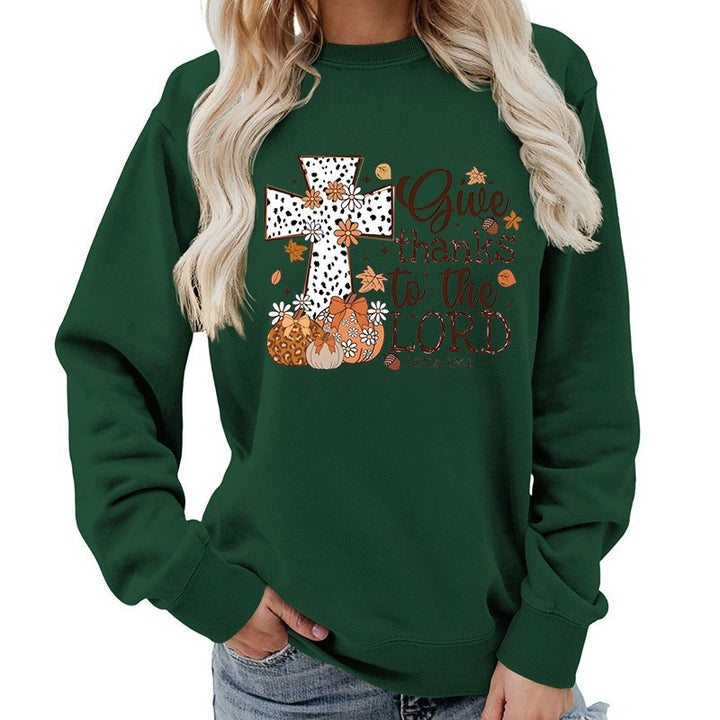 Damen Sweatshirt mit kreativem Kreuz-Aufdruck und herbstlichem Design Drune