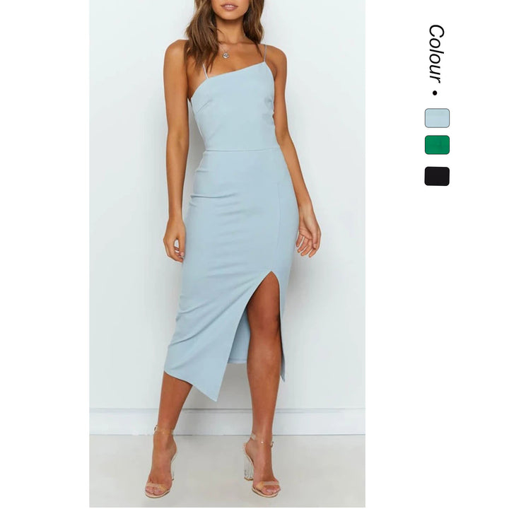 Damen Etuikleid mit asymmetrischem Saum und hohem Schlitz Drune