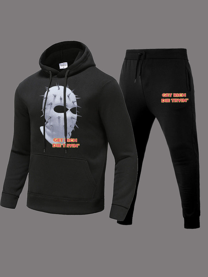 Damen Hoodie und Jogginghose Set mit künstlerischem Grafikdruck Drune