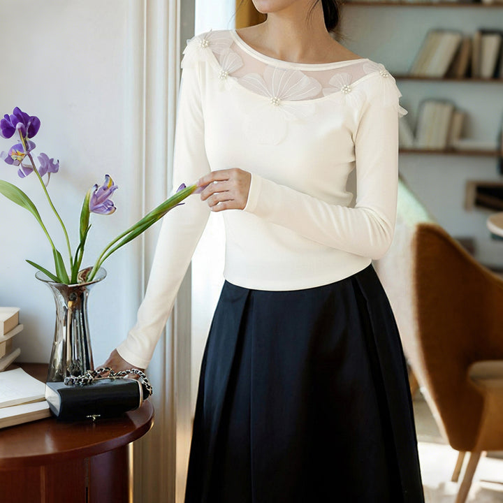 Damen elegantes Oberteil mit zarten Rüschendetails Drune