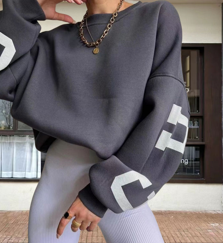 Damen Oversized Sweatshirt mit grafischen Akzenten Drune