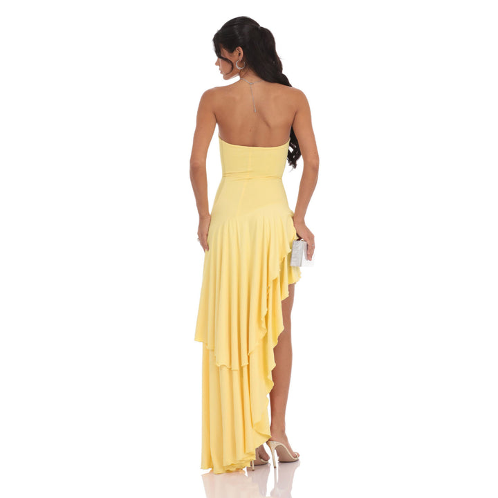 Damen Asymmetrisches Maxikleid mit fließendem Volant Drune