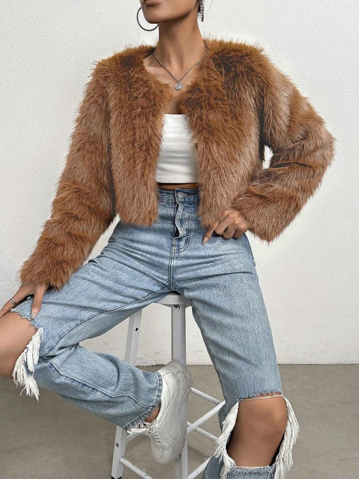 Damen Flauschige Kurzjacke Drune
