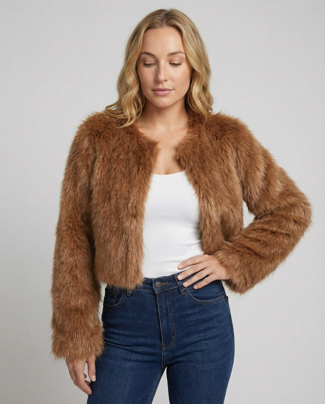 Damen Flauschige Kurzjacke Drune