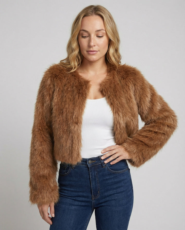 Damen Flauschige Kurzjacke Drune