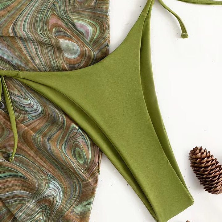 Damen Bikini-Set mit raffiniertem Wickeldesign und dekorativem Oberteil Drune