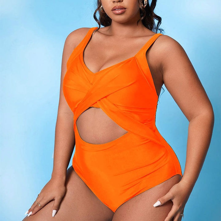 Damen Einteiler Badeanzug mit raffiniertem Wickeldesign und seitlichen Cut-Outs Drune