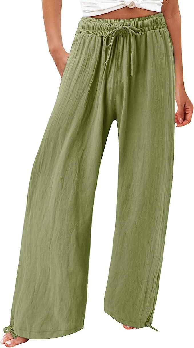 Damen Weite Sommerhose aus leichtem Material mit verstellbarem Bund Drune