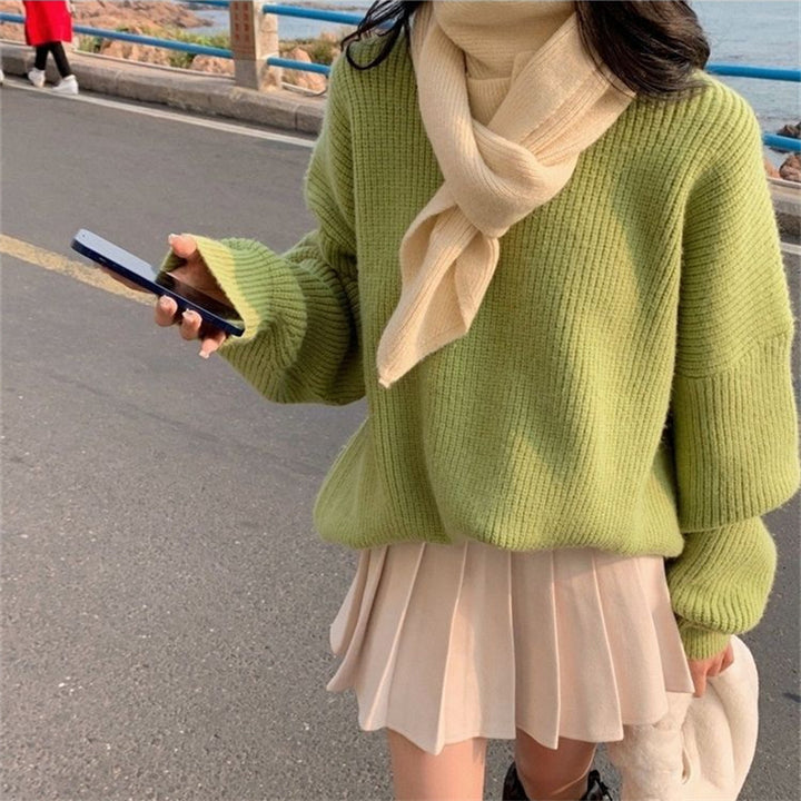 Damen Oversized Strickpullover mit feinem Rippenmuster und lässigem Schnitt Drune