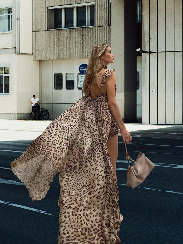 Damen Maxikleid mit asymmetrischem Schnitt und zarten Rüschendetails Drune