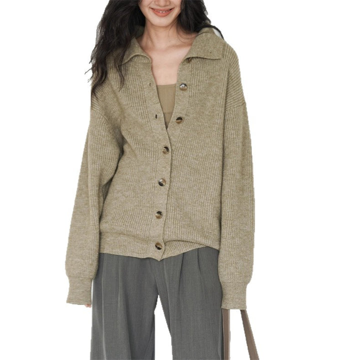 Damen lässiger Strickcardigan mit Button-Down-Verschluss und oversized Schnitt Drune