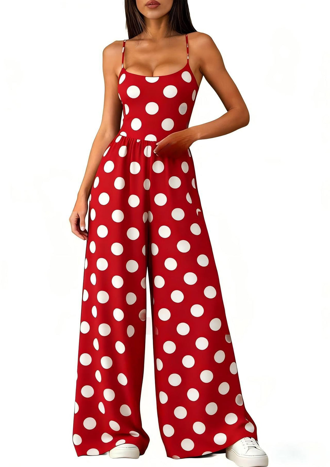 Damen Eleganter Jumpsuit mit geometrischem Print und breiten Beinen Drune