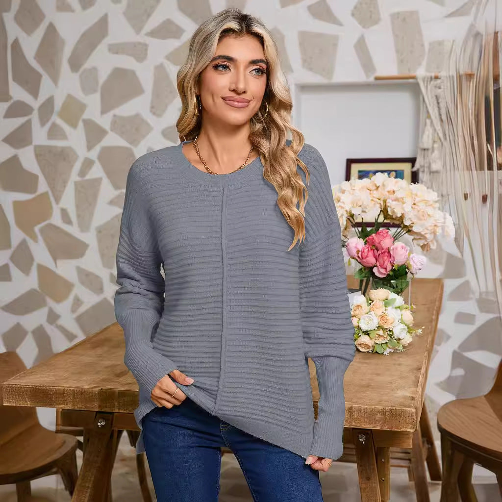 Damen Strickpullover mit feiner Rippstruktur und lässigem Schnitt Drune