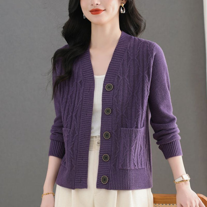Damen Strickjacke mit feinem Zopfmuster und praktischen Taschen Drune