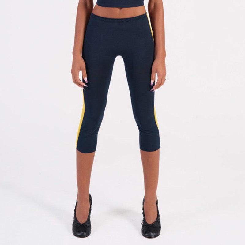 Damen Sportliche 3/4-Leggings mit seitlichen Kontraststreifen Drune