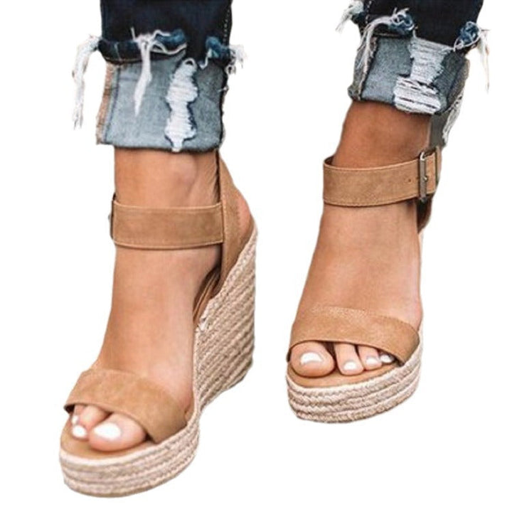 Damen Espadrille-Sandaletten mit hohem Plateau und komfortablem Riemendesign Drune
