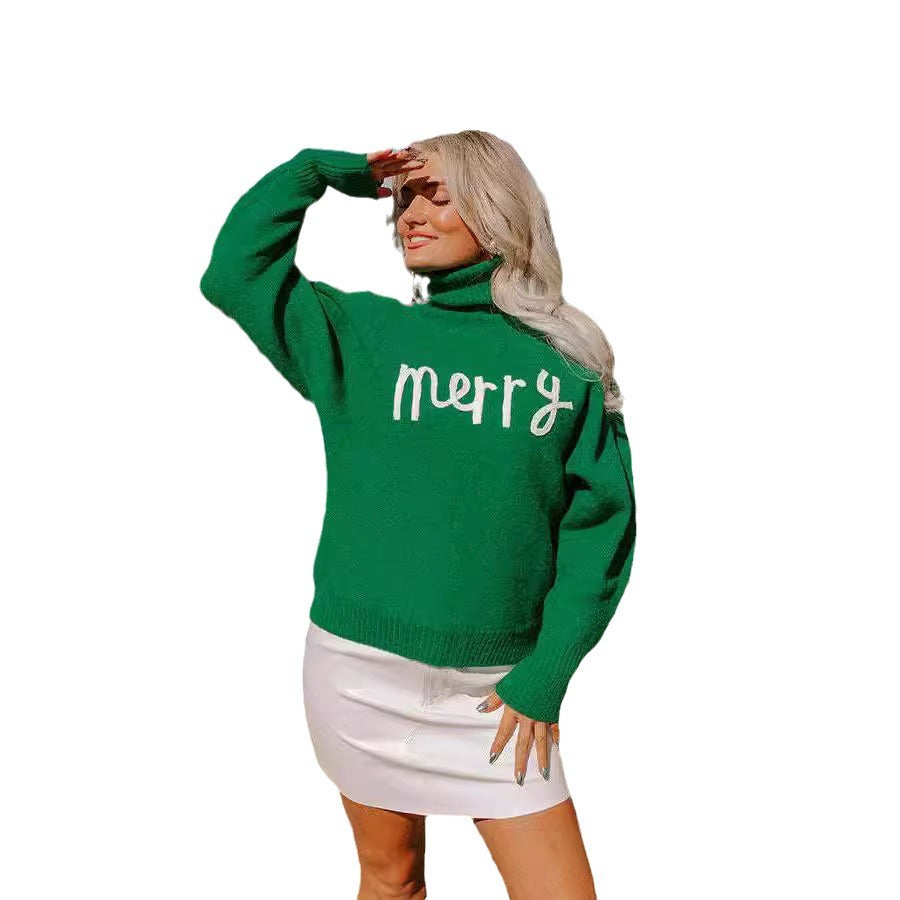 Damen Rollkragenpullover mit lustigem Weihnachtsmotiv Drune